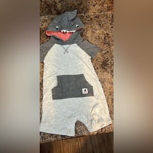 Carter’s Gray and White Shark Hoodie Romper